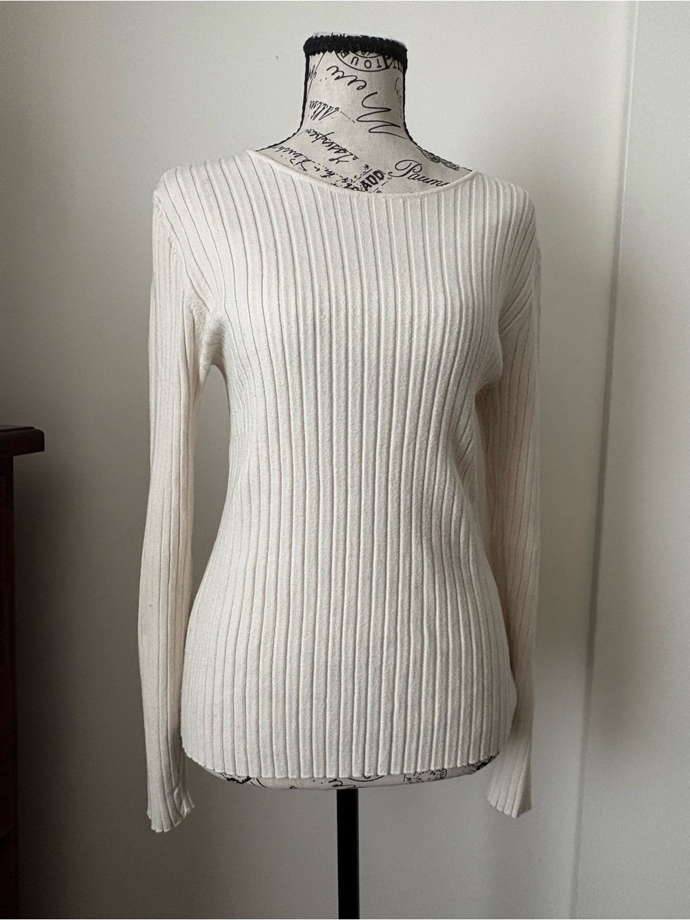 Cyrus Ribbed Crew-Neck Sweater in Cream